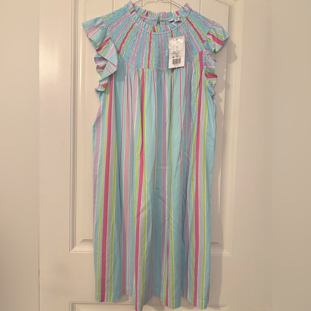 crown & ivy Pastel Striped Sundress in Aqua, Pink & Lime